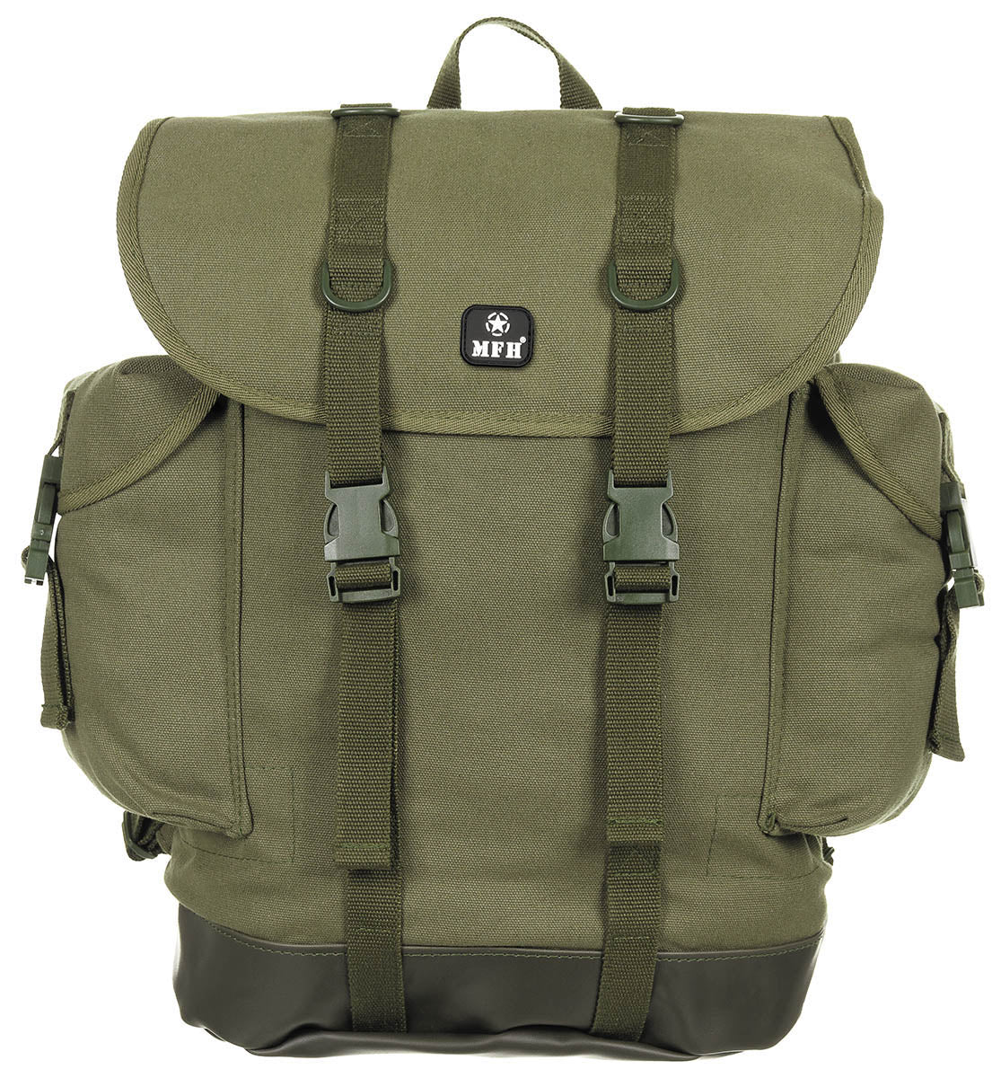 Rucsac BW Gebirgsrucksack, Noul Model, Oliv MFH - Bretele Buretate, Chingă Talie