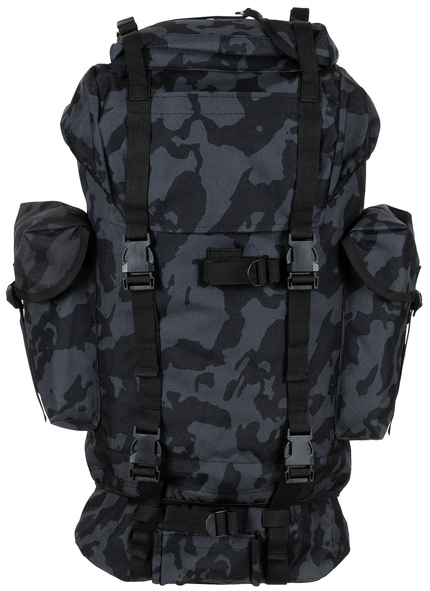 Rucsac BW Kampfrucksack 65L Night Camo MFH - Cadru Aluminiu, Bretele Ajustabile