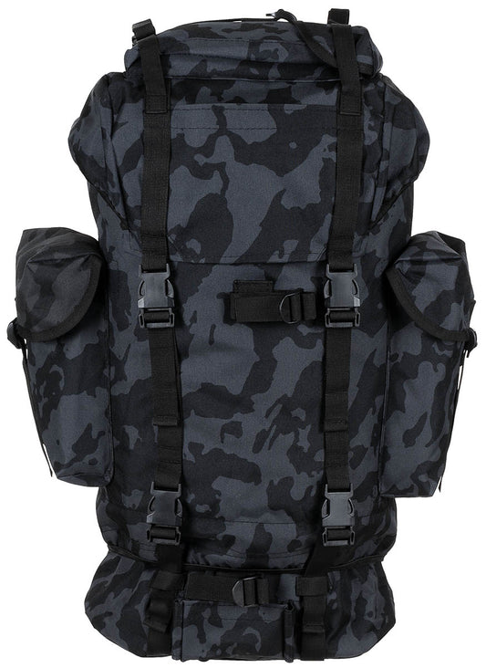 Rucsac BW Kampfrucksack 65L Night Camo MFH - Cadru Aluminiu, Bretele Ajustabile