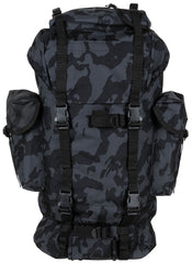 Rucsac BW Kampfrucksack 65L Night Camo MFH - Cadru Aluminiu, Bretele Ajustabile
