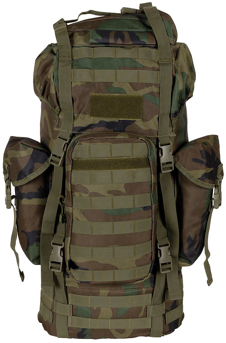 Rucsac BW Kampfrucksack "MOLLE" 65L Woodland MFH - 65 Litri, Cadru Aluminiu