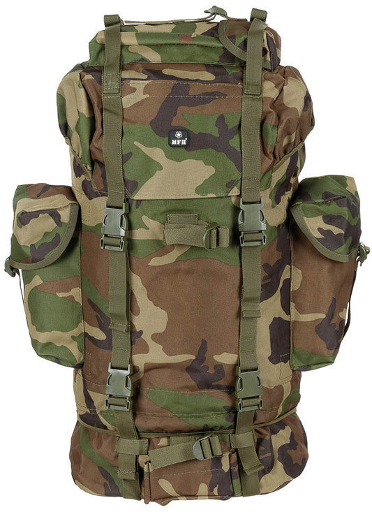 Rucsac BW Kampfrucksack Woodland MFH - 65 L, Cadru Aluminiu