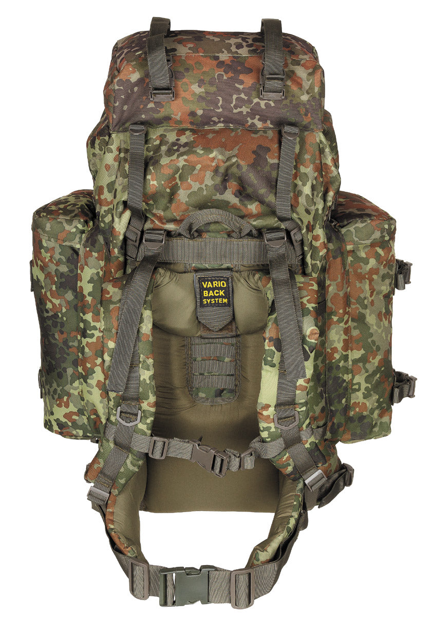 Rucsac BW "Mountain" Flecktarn MFH - Bretele ajustabile, Sistem VARIO-BACK