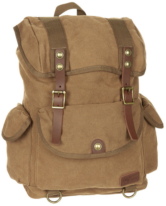 Rucsac Canvas "PT" Maro PureTrash - Piele Naturală, Bretele Căptușite