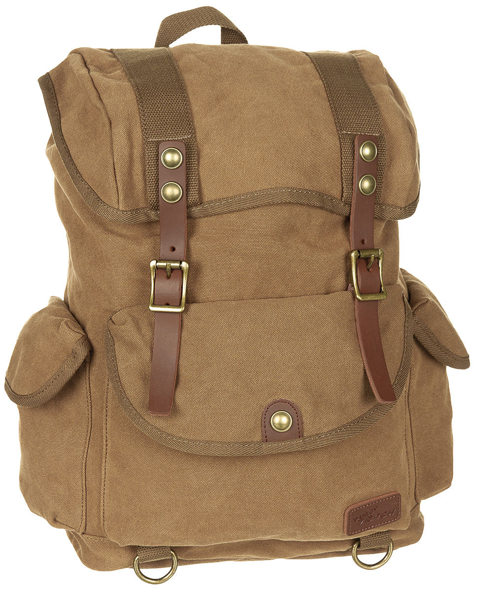 Rucsac Canvas "PT" Maro PureTrash - Piele Naturală, Bretele Căptușite