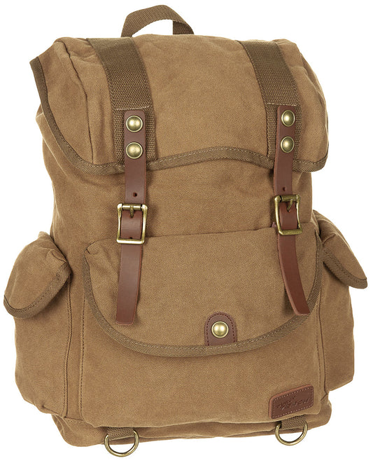 Rucsac Canvas "PT" Maro PureTrash - Piele Naturală, Bretele Căptușite