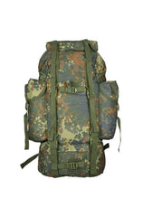 Rucsac Mil-Tec German Import Large – vedere din față cu buzunarele laterale