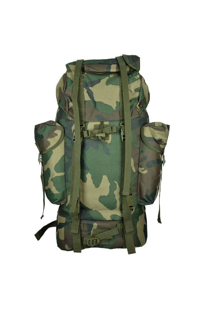 Rucsac Mil-Tec German Import Large – vedere din față cu buzunare laterale