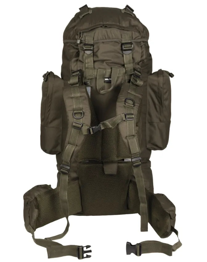 Rucsac Mil-Tec Ranger – vedere din spate cu cadru, bretele și centură șold