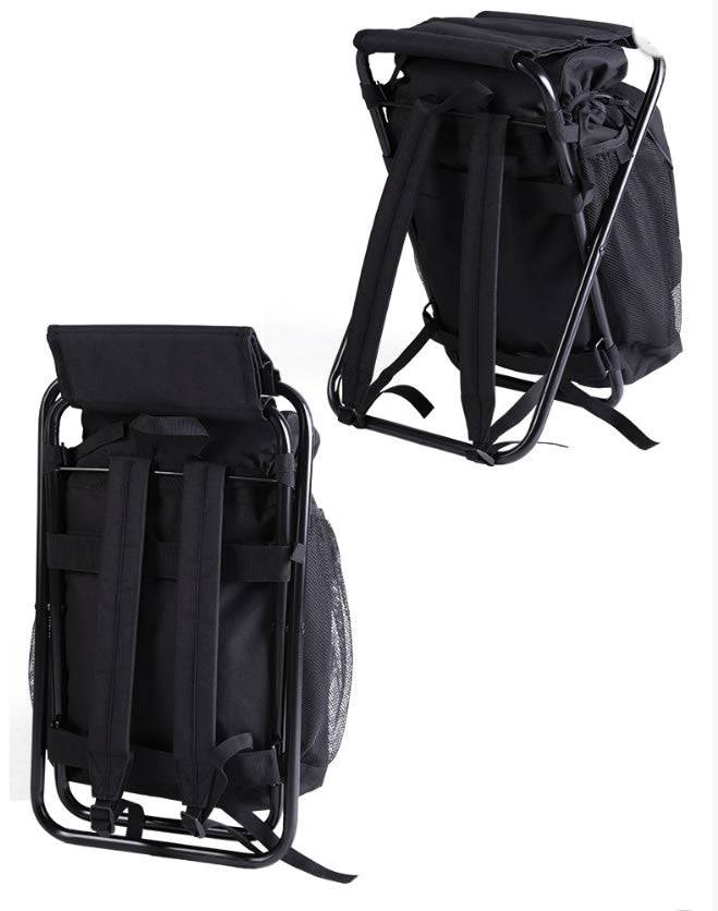 Rucsac Negru cu Scaun Integrat – 20L, Cadru Metalic, Ideal pentru Outdoor, Vânătoare sau Pescuit