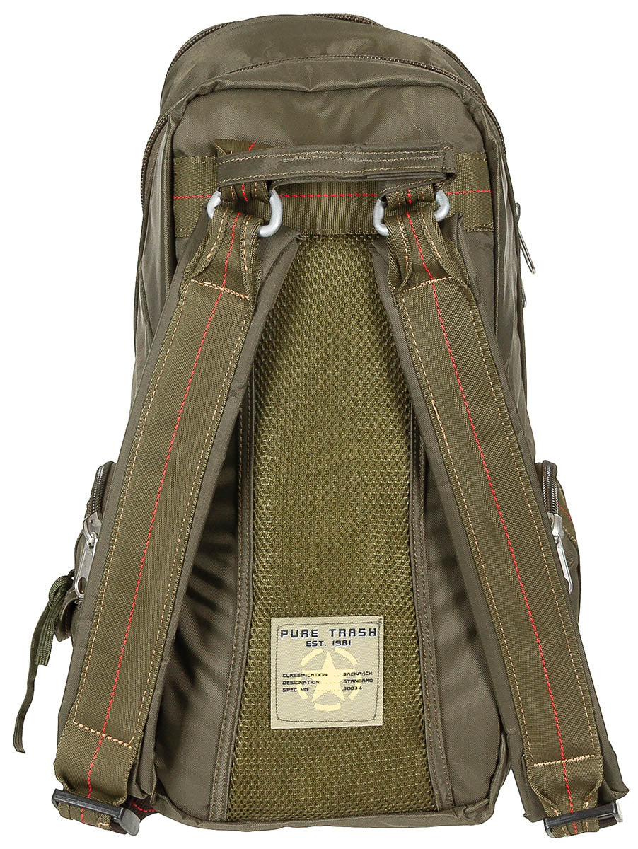 Rucsac "PT" klein Oliv PureTrash - Căptușit, Carabină