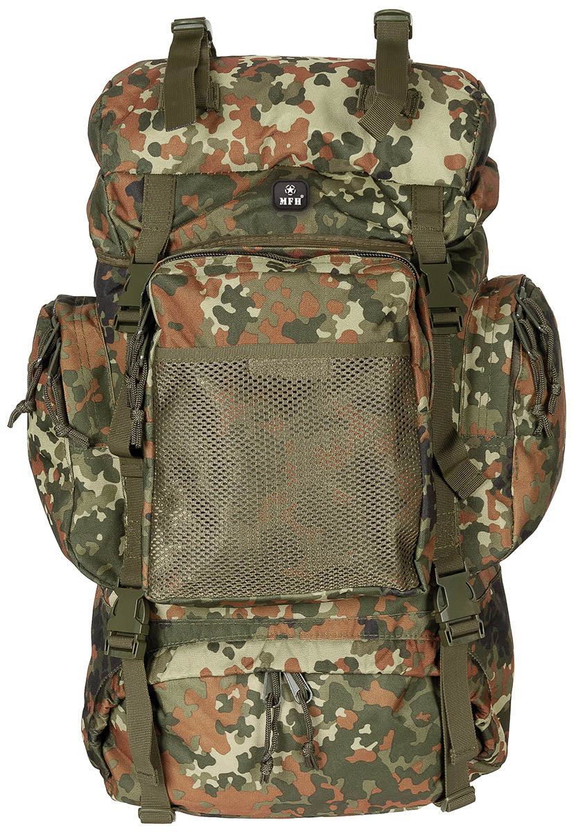 Rucsac Tactic Mare Flecktarn MFH - Curele Captușite, Cadru Aluminiu