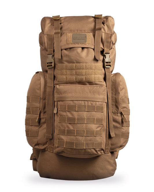 Rucsac Tactic Mil-Tec German Gen.II – 65 L, MOLLE, Husă de Ploaie, Dark Coyote