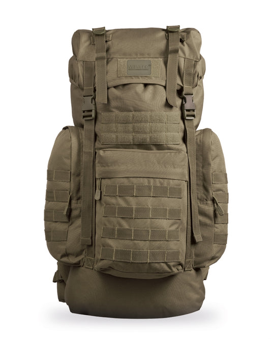 Rucsac Tactic Mil-Tec German Gen.II – 65 L, MOLLE, Husă de Ploaie, Oliv