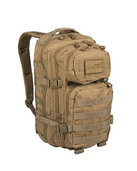 Rucsac Tactic Mil-Tec US Assault Small – vedere din față trei-sferturi, buzunare și MOLLE