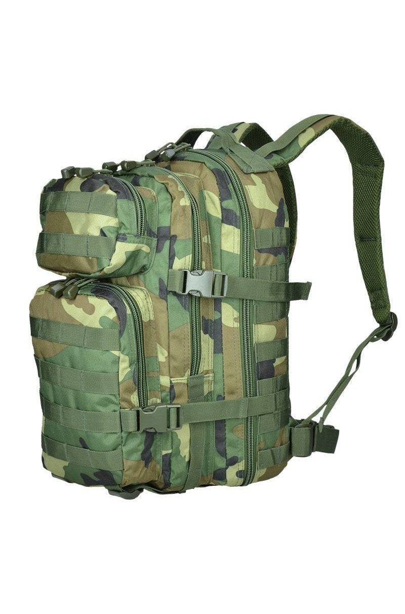 Rucsac Tactic Mil-Tec US Assault Small – vedere laterală, curele de compresie