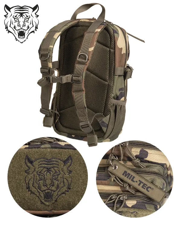 Rucsac Tactic pentru Copii US Assault Kids Woodland – 14L, Ergonomic, Camuflaj Autentic și Funcționalitate Maximă