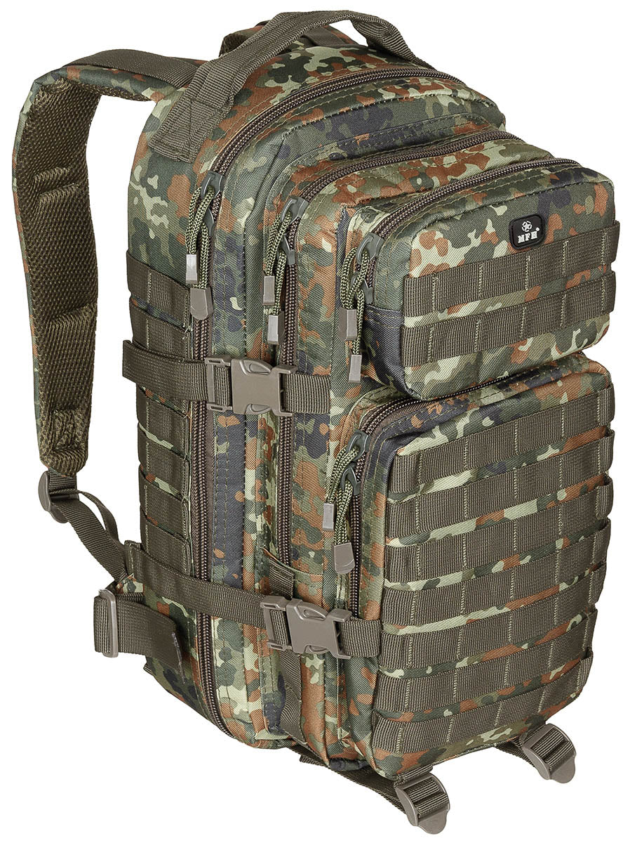 Rucsac US Assault I BW Flecktarn MFH - Bretele ajustabile, Compartiment hidratare
