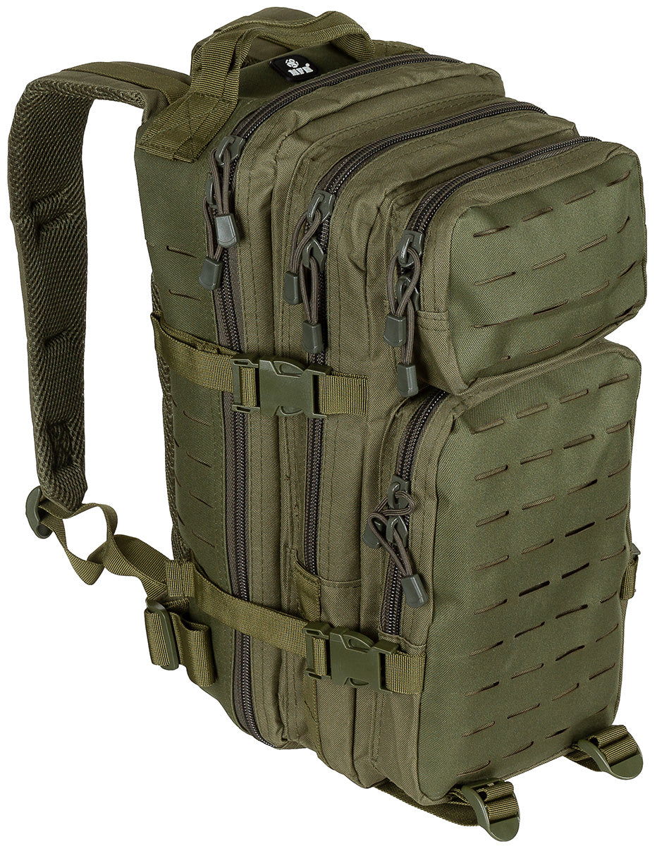 Rucsac US Assault I "Laser" Oliv MFH - Bretele Căptușite, Sistem Hidratare