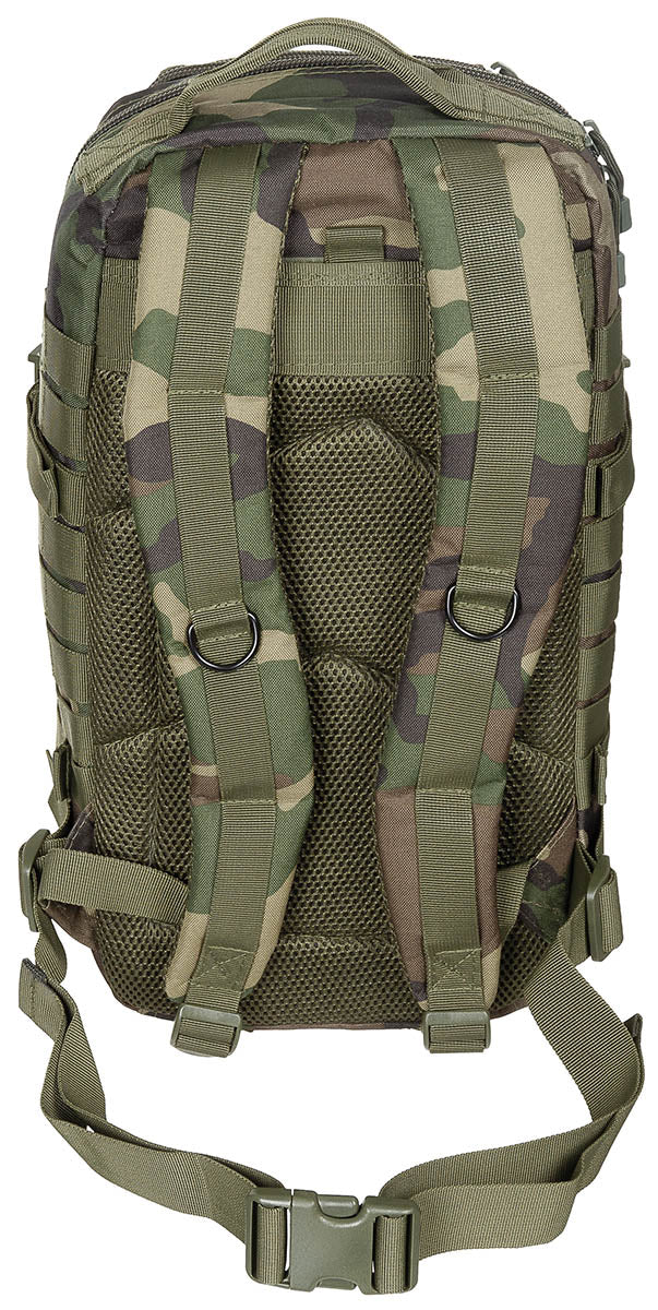 Rucsac US Assault I Woodland MFH - Bretele ajustabile, Compatibil hidratare