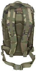 Rucsac US Assault I Woodland MFH - Bretele ajustabile, Compatibil hidratare