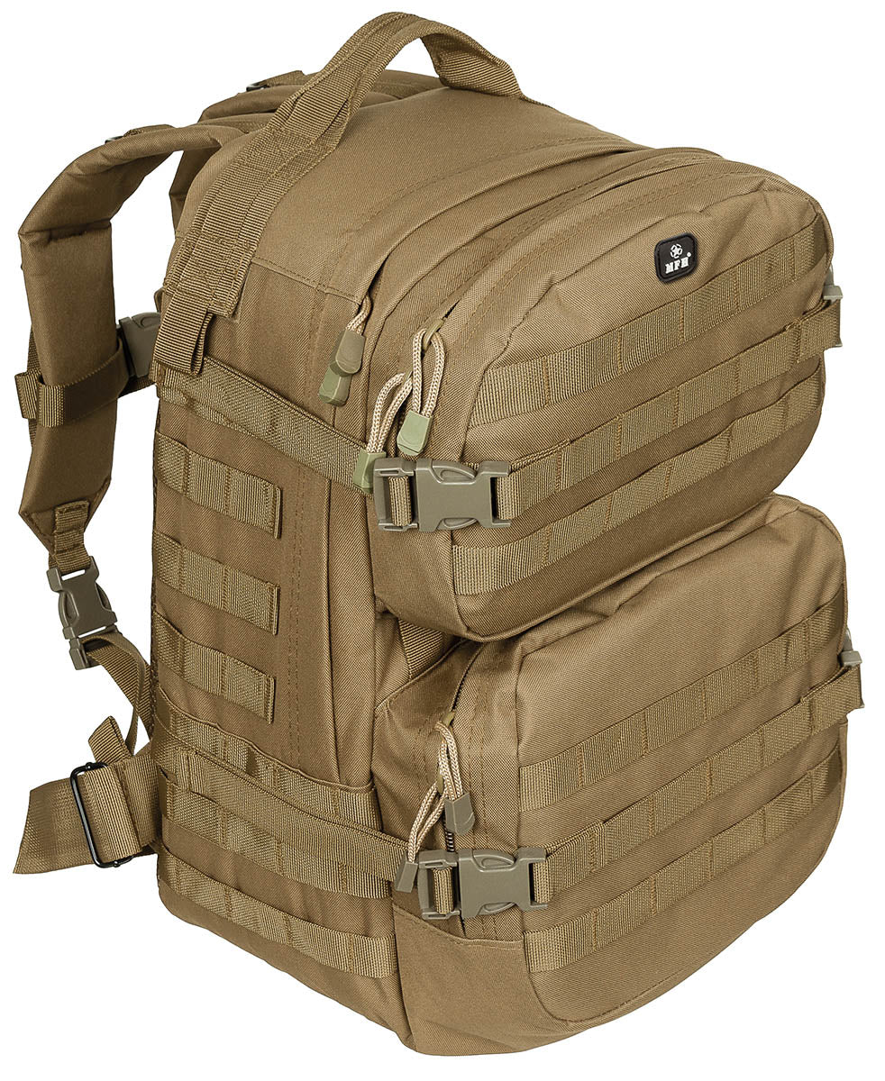 Rucsac US Assault II Coyote Tan MFH - Bretele Ajustabile, Spate Aerisit