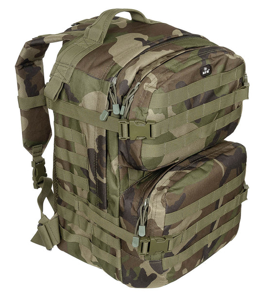 Rucsac US Assault II Woodland MFH - Bretele Căptușite, Compatibil Hidratare