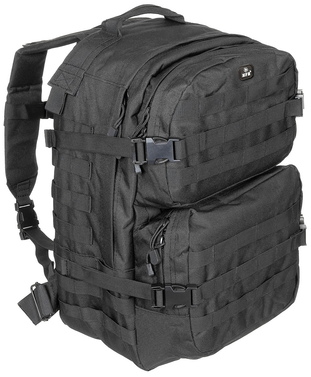 Rucsac US Rucksack Assault II Negru MFH - Bretele Ergonomice, Compatibil Hidratare