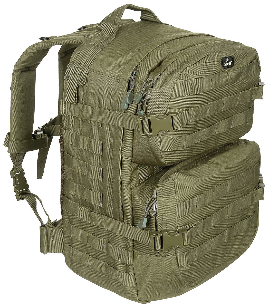 Rucsac US Rucksack Assault II Oliv MFH - Bretele Ajustabile, Spate Ventilat
