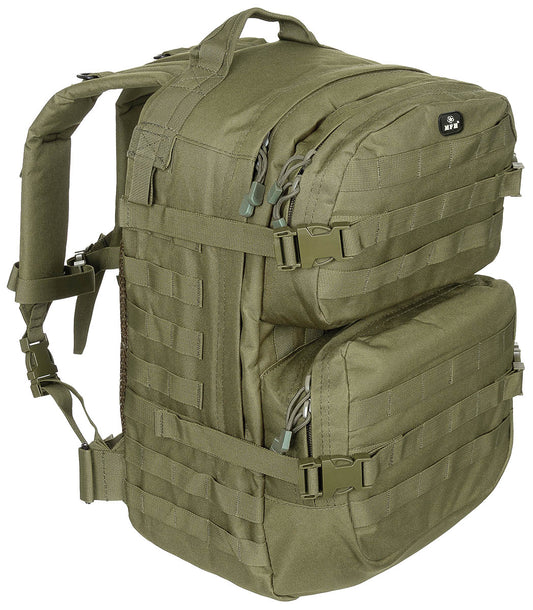 Rucsac US Rucksack Assault II Oliv MFH - Bretele Ajustabile, Spate Ventilat