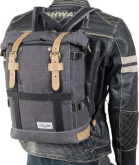 Rucsac Vintage Louis - Canvas Cerat, Detalii Piele