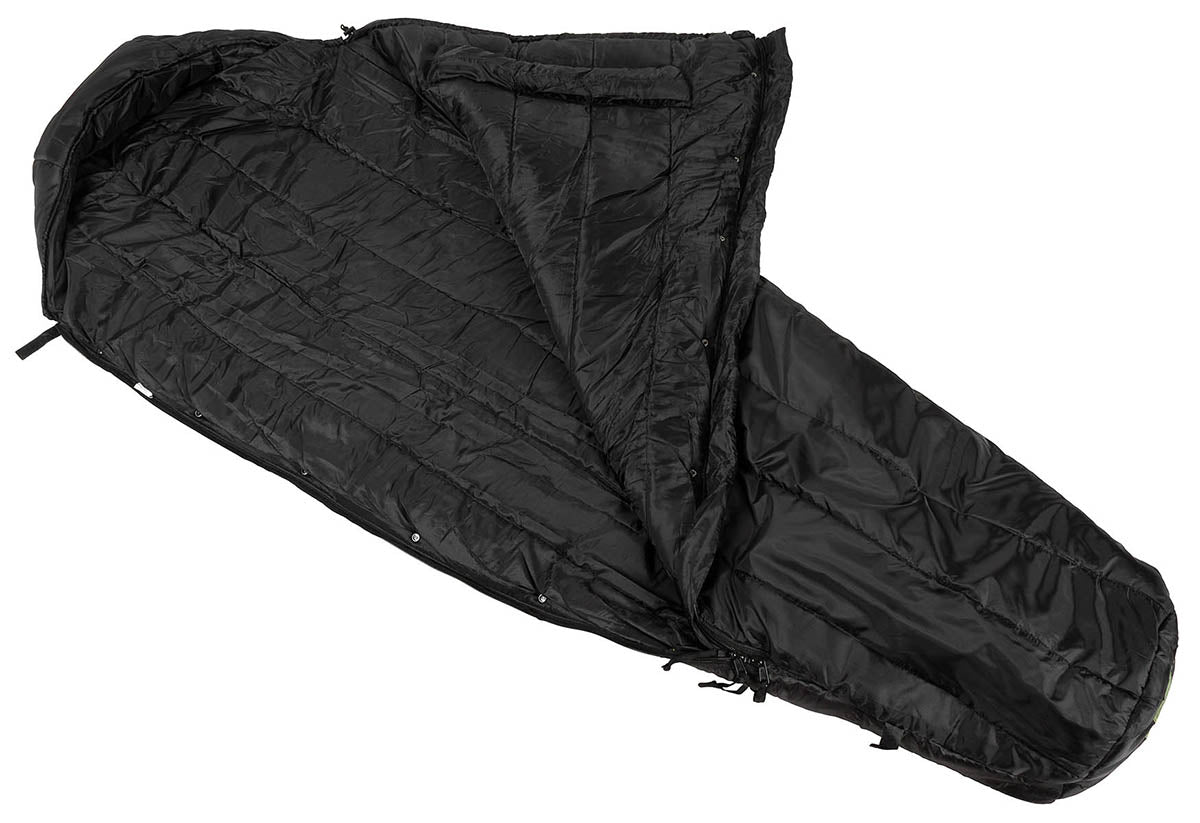 Sac de dormit GI Modular "Interm." Negru MFH - -23°C, Fermoar YKK
