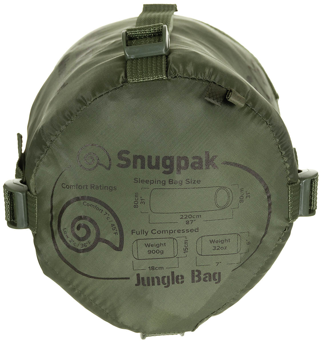 Sac de Dormit Jungle Bag Oliv Snugpak - Comfort 7°C, Plasă Anti-Țânțari