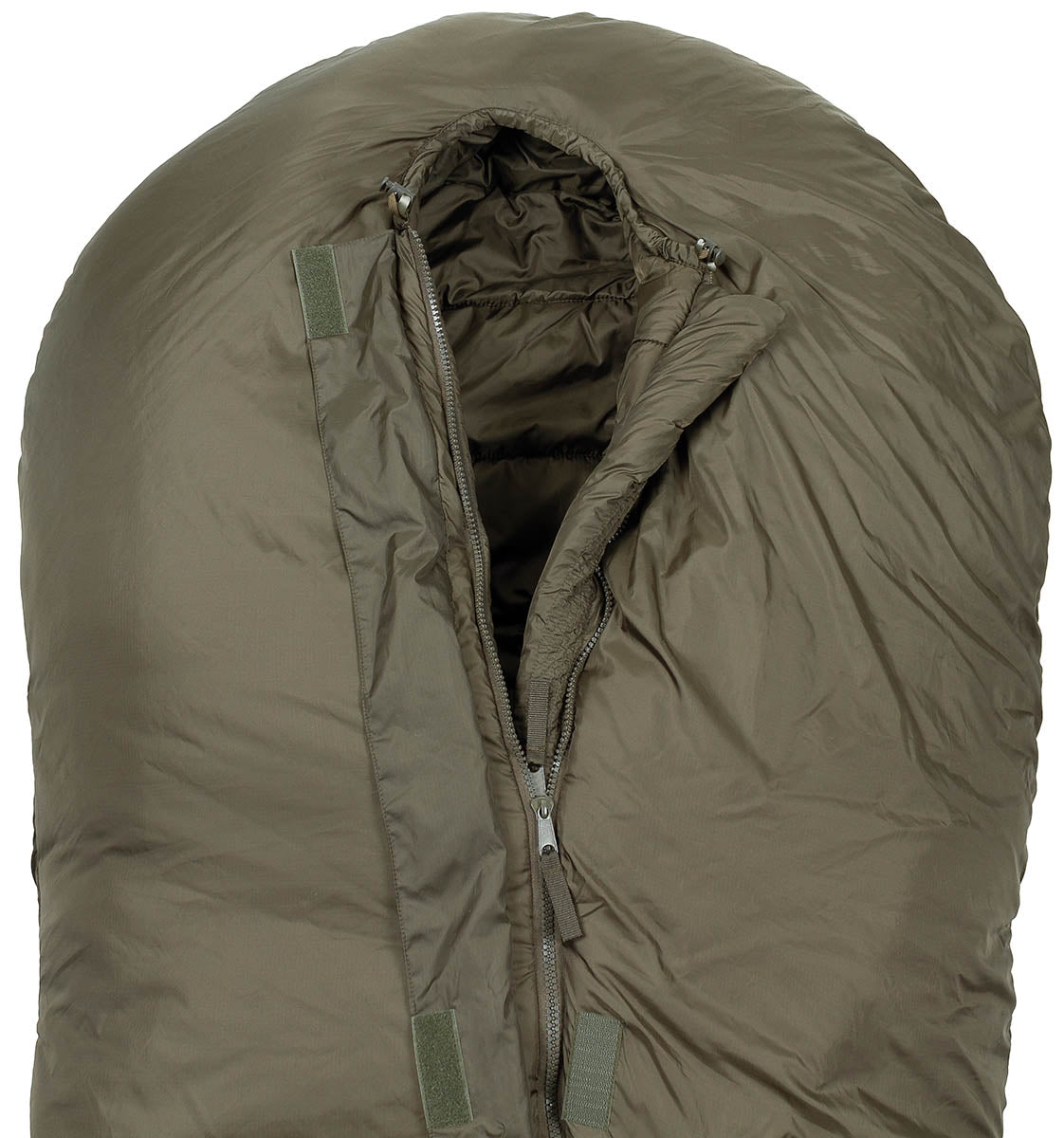 Sac de dormit Mumie "3 Anotimpuri" Verde Oliv MFH - -10°C la +15°C, Fermoar central