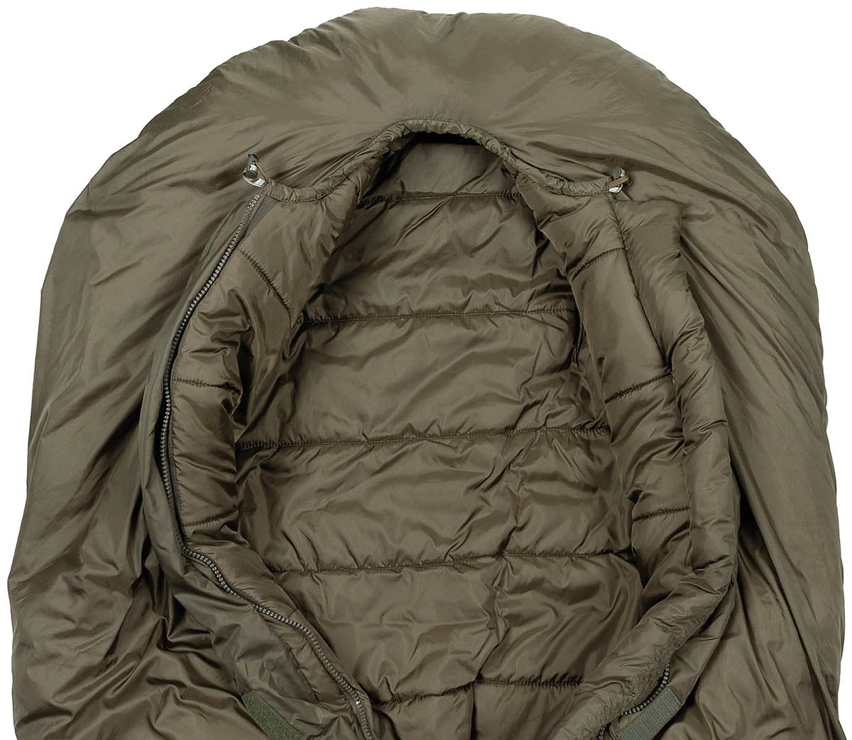Sac de dormit Mumie "3 Anotimpuri" Verde Oliv MFH - -10°C la +15°C, Fermoar central