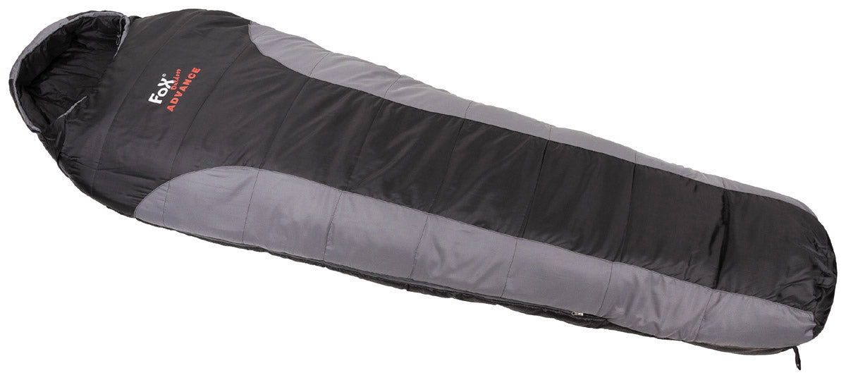 Sac de dormit mumie Advance Negru FoxOutdoor - Temp. -10°C/+15°C, Fermoar 2-sens