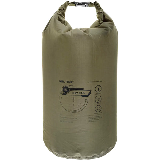 Sac Impermeabil Mil-Tec Dry Bag – 5 L, Coloană de Apă 5.000 mm, Oliv