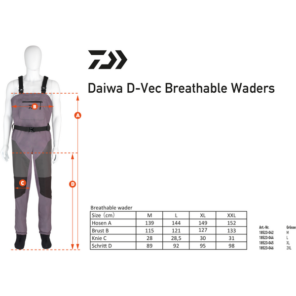 Salopetă Waders Breathable DAIWA D-VEC - Uscat și Confortabil, Mărimea L - 2