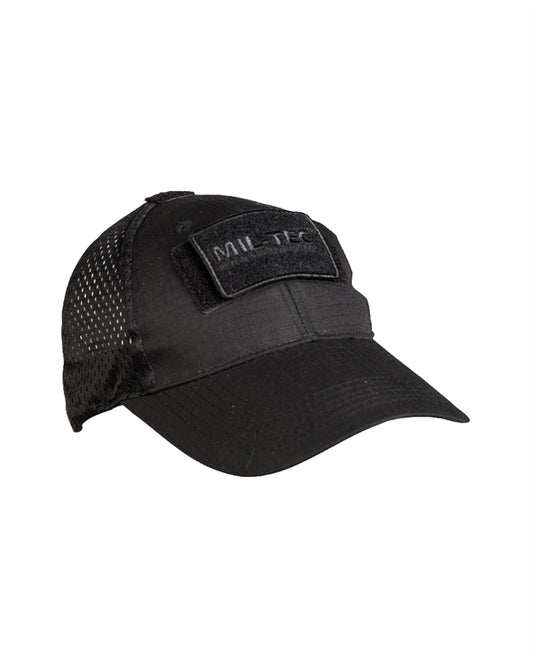 Șapcă Baseball Mil-Tec cu Plasă – 83% Poliester, 17% Bumbac, Neagră