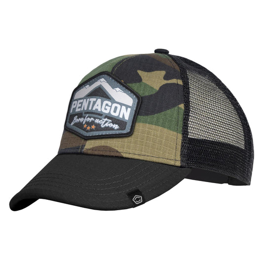 Sapca Era Cap "born For Action" | -Ba Woodland Pentagon Tactical - Performanță și Ventilație Optimă în orice Mediu