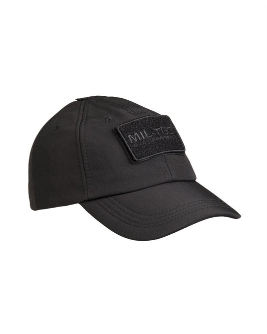 Șapcă Softshell Mil-Tec – Căptușeală Fleece, 4 Zone Velcro, Neagră