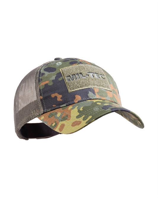 Șapcă Trucker Mil-Tec – Panou cu Arici, Plasă Respirabilă, Flecktarn