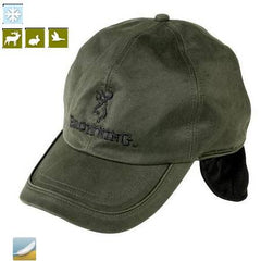 Șapcă Urechi Browning - Fleece Verde, Protecție Vânt Vânătoare