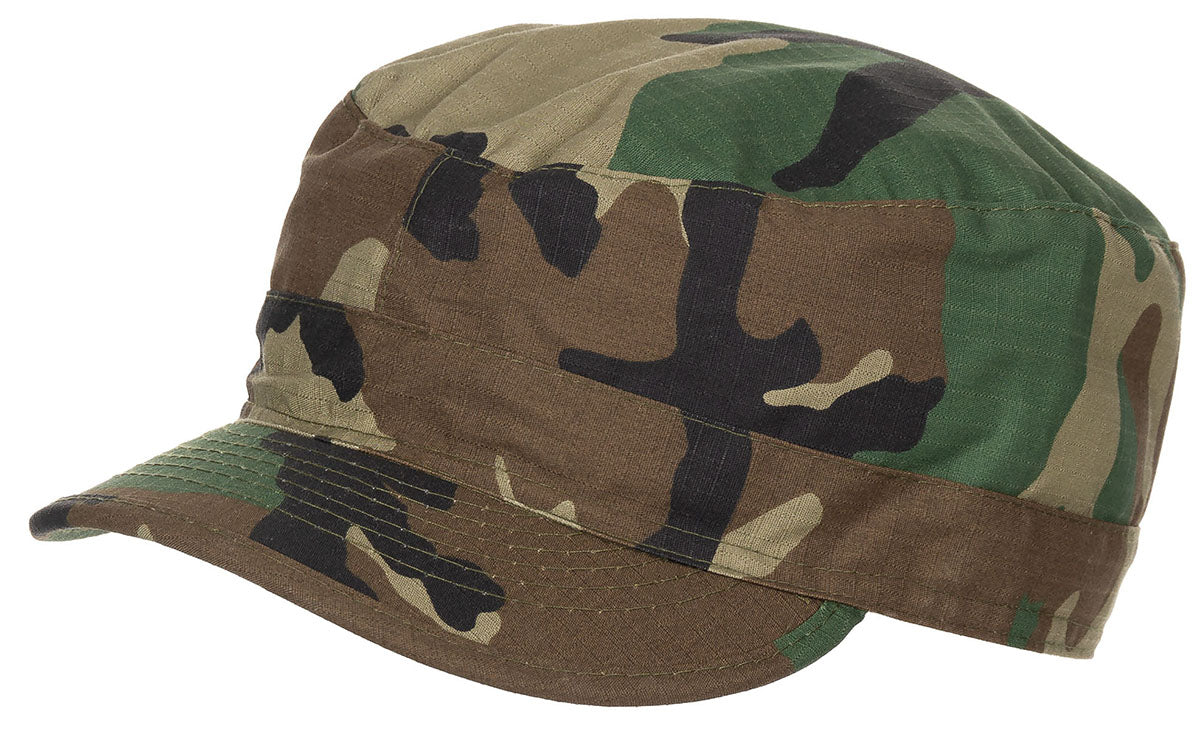 Șapcă US BDU Feldmütze Rip Stop woodland MFH - 100% Bumbac, Cozoroc Rotund