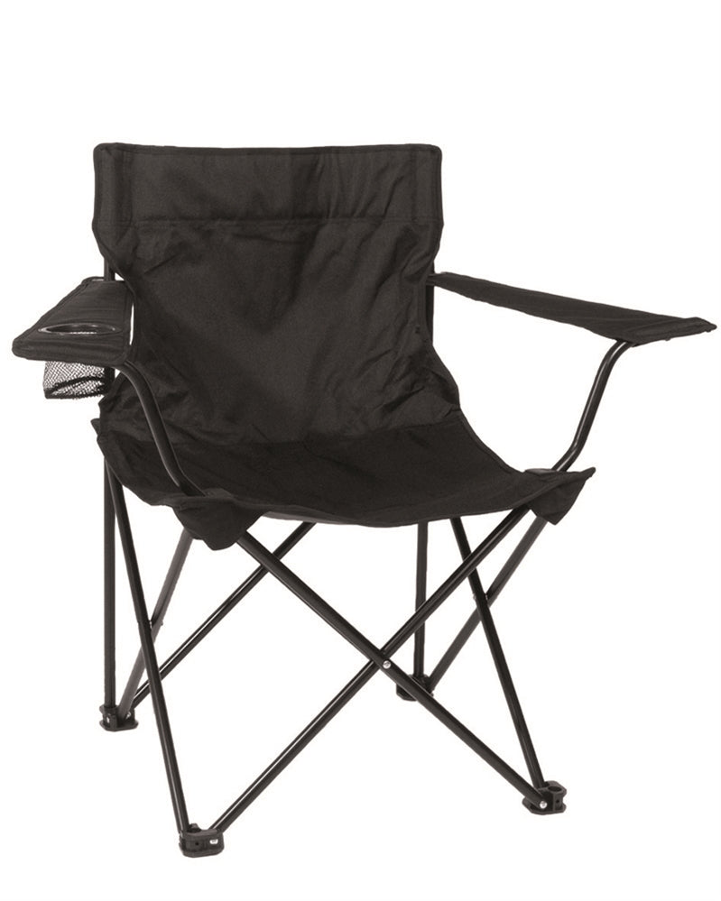 Scaun Pliant de Camping Mil-Tec Relax – 120 kg, Suport de Pahar, Negru