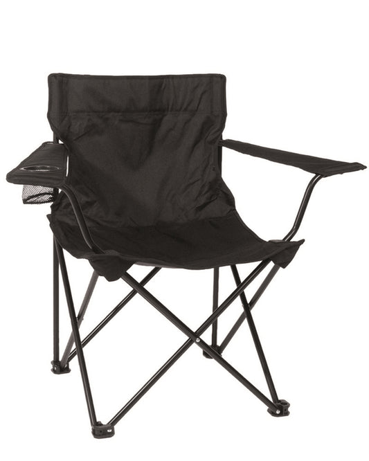 Scaun Pliant de Camping Mil-Tec Relax – 120 kg, Suport de Pahar, Negru