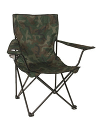 Scaun Pliant de Camping Mil-Tec Relax – 120 kg, Suport de Pahar, Woodland