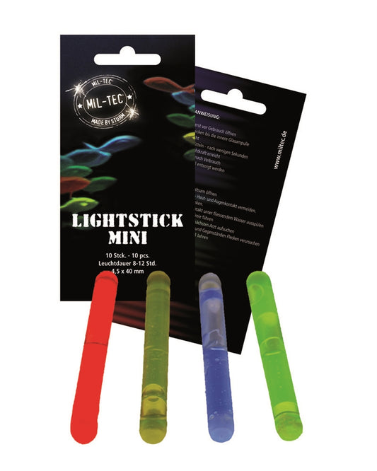 Set 10 Bețe Luminoase Mil-Tec – 4 cm, Fără Baterii, Roșii
