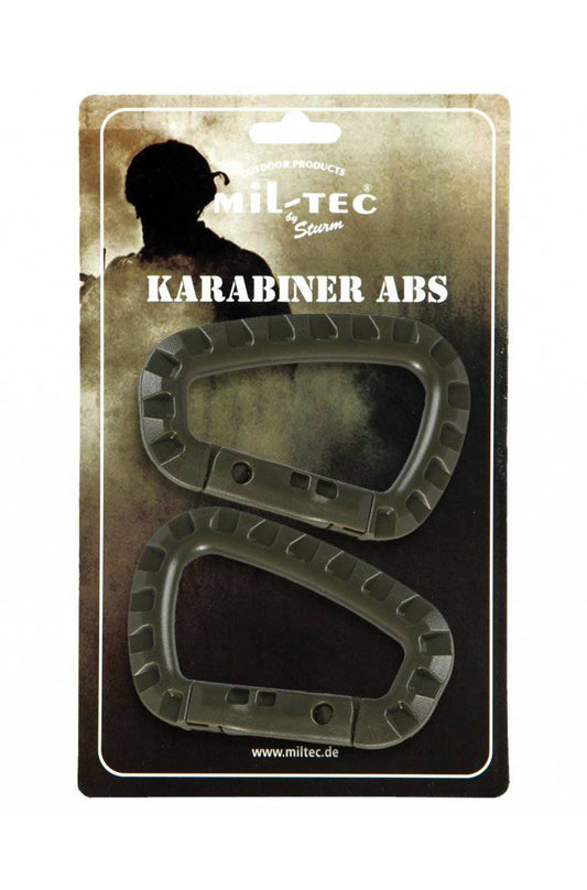 Set 2 Carabiniere din Plastic Mil-Tec – 83 x 55 mm, Oliv