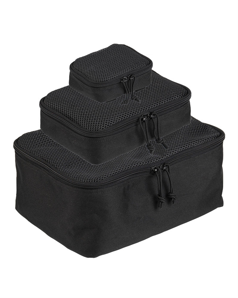 Set 3 Organizatoare din Plasă Mil-Tec – Fermoar, MOLLE, Negru